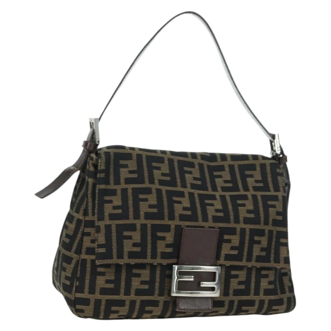 FENDI ZUA CANVAS MAMMA BAGUETTE SHOULDER BAG BROWN BLACK: FENDI Zua Canvas Mamma Baguette Shoulder Bag Brown Black Brand: FENDI Type/Style: Shoulder Bag Material: Zucca Canvas Color: Brown /Black Size: Size(Inch) W11.0 x H7.5 x D4.3inch(Approx) Accessori