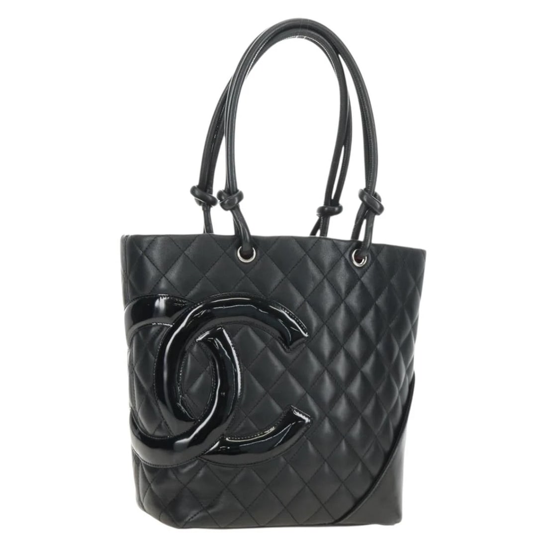 CHANEL CAMBON LINE TOTE BAG LEATHER BLACK SILVER: CHANEL Cambon Line Tote Bag Leather Black Silver Brand: CHANEL Type/Style: Tote Bag Material: Leather Color: Black /Silver Size: Size(Inch) W11.8 x H9.4 x D5.1inch(Approx) Handle Drop:7.1inch(Approx) 