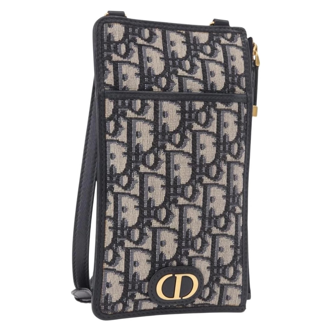 CHRISTIAN DIOR TROTTER CANVAS MONTAIGNE SHOULDER BAG NAVY GOLD: Christian Dior Trotter Canvas Montaigne Shoulder Bag Navy Gold Brand: Christian Dior Type/Style: Shoulder Bag Material: Trotter Canvas Color: Navy/Gold Size: Size(Inch) W7.9 x H4.3inch(Approx) Acc