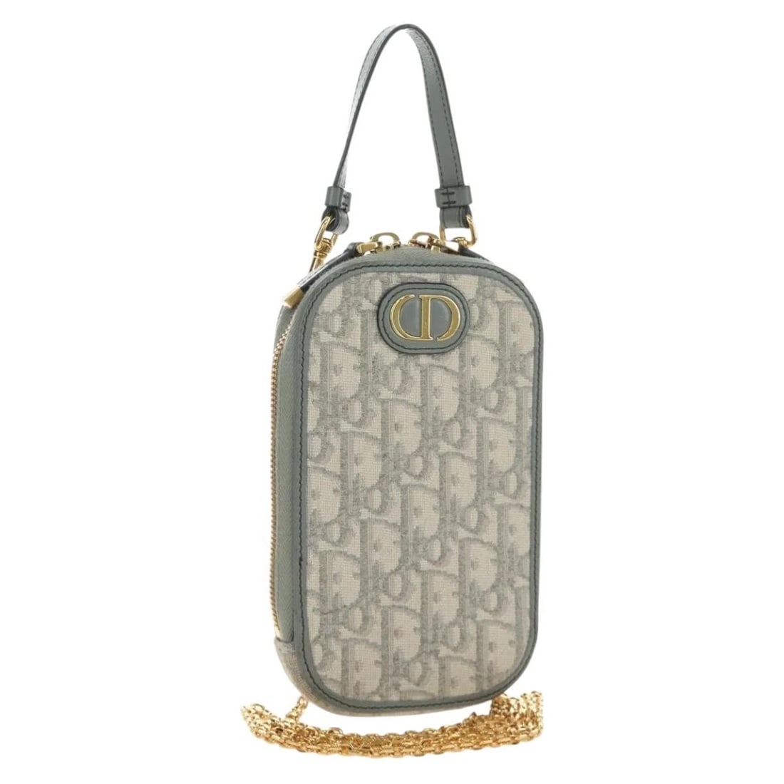 CHRISTIAN DIOR OBLIQUE 30 PHONE CASE TROTTER CANVAS CHAIN BAG GRAY: Christian Dior Oblique 30 Phone Case Trotter Canvas Chain Bag Gray Brand: Christian Dior Type/Style: Shoulder Bag Material: Trotter Canvas Color: Gray/Gold Size: Size(Inch) W3.9 x H7.1 x D0.8inch(Appr
