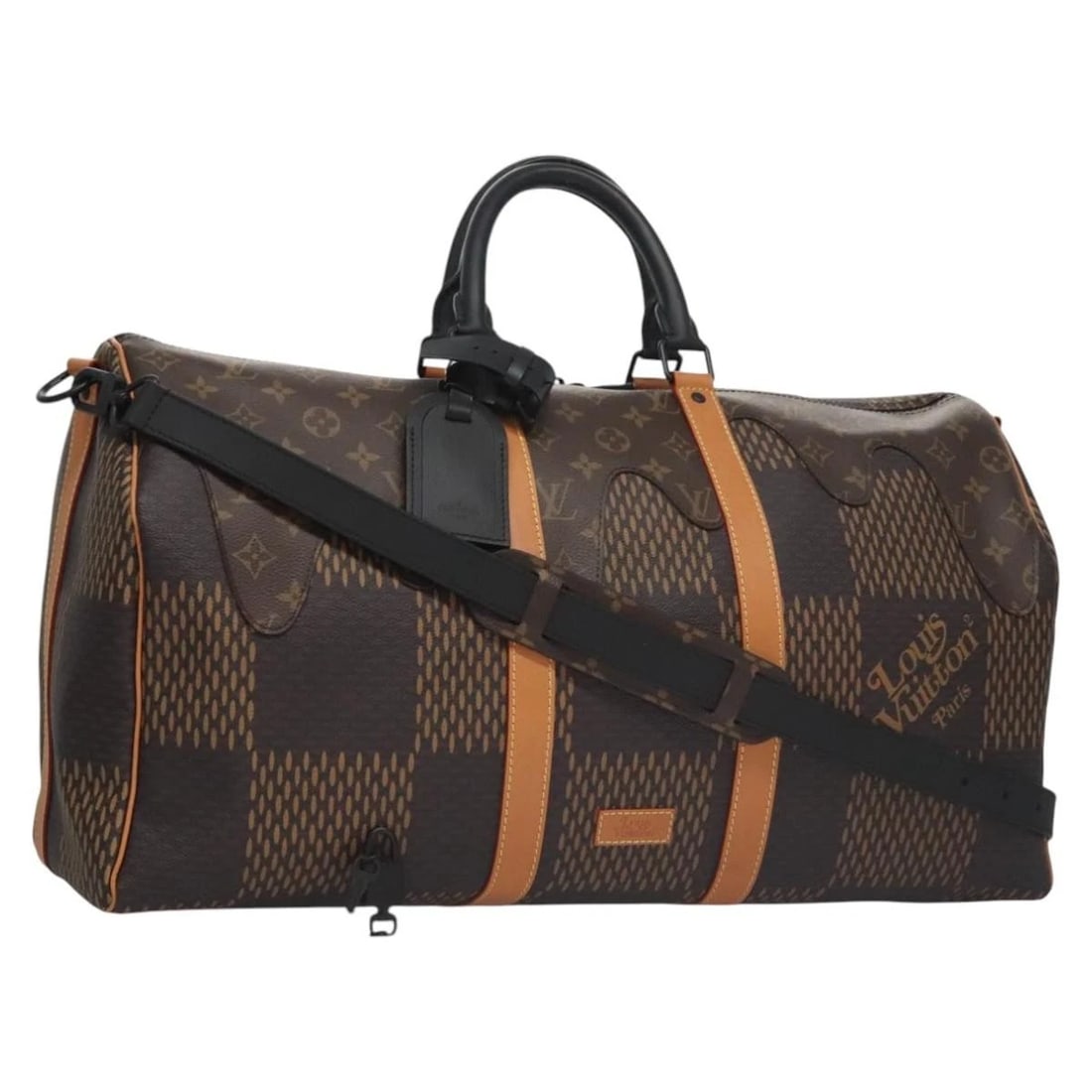 LOUIS VUITTON DAMIER EBENE GIANT KEEPALL BANDOULIERE 50 BAG (1 of 6)