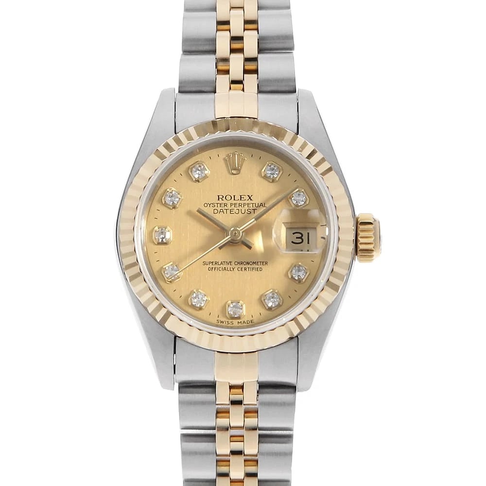ROLEX DIAMOND CHAMPAGNE WATCH: ROLEX Diamond Champagne Brand: ROLEX Type/Style: Wrist watch Material: Band Material Stainless Steel/Yellow Gold, Case Material Stainless Steel/Yellow Gold Color: Dial Color Champagne Gold Size: Case 