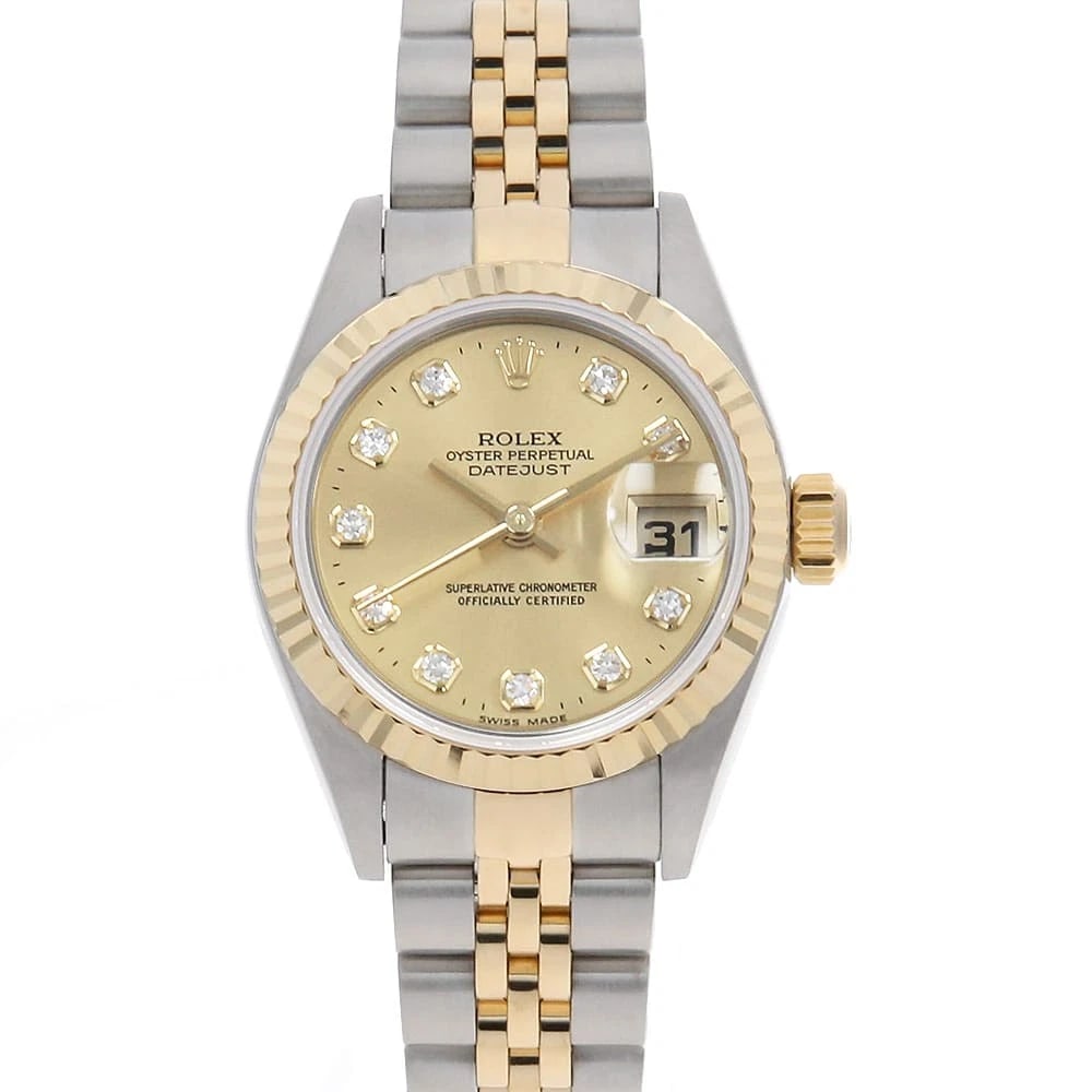 ROLEX DIAMOND CHAMPAGNE WATCH: ROLEX Diamond Champagne Brand: ROLEX Type/Style: Wrist watch Material: Band Material Stainless Steel/Yellow Gold, Case Material Stainless Steel/Yellow Gold Color: Dial Color Champagne Gold Size: Case 