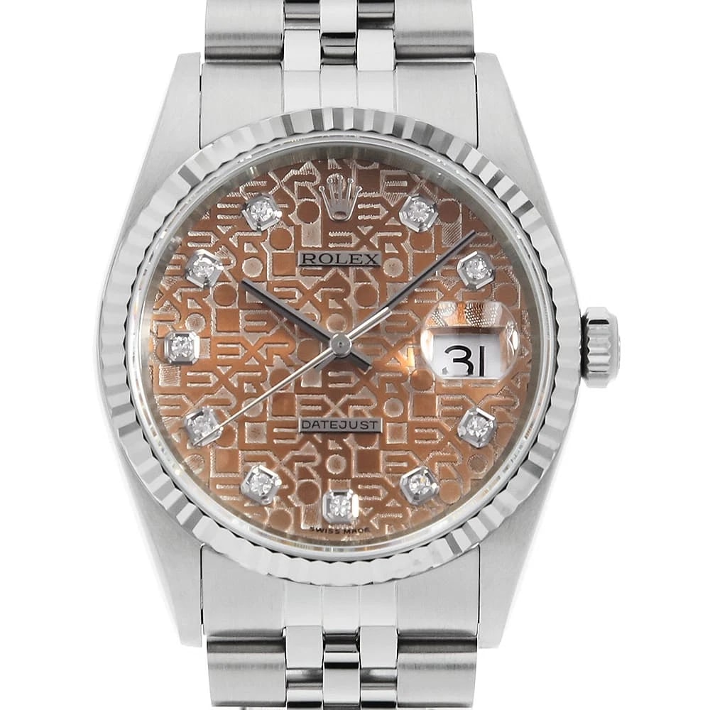 ROLEX DIAMOND SILVER CARVING COMPUTER TROPICAL WATCH: ROLEX Diamond Silver Carving Computer Tropical Brand: ROLEX Type/Style: Wrist watch Material: Band Material Stainless Steel, Case Material Stainless Steel/White gold Color: Dial Color Silver Size: