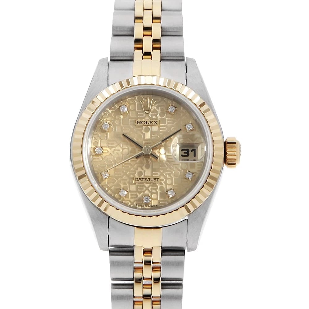 ROLEX DIAMOND CHAMPAGNE CARVING COMPUTER WATCH: ROLEX Diamond Champagne Carving computer Brand: ROLEX Type/Style: Wrist watch Material: Band Material Stainless Steel/Yellow Gold, Case Material Stainless Steel/Yellow Gold Color: Dial Color