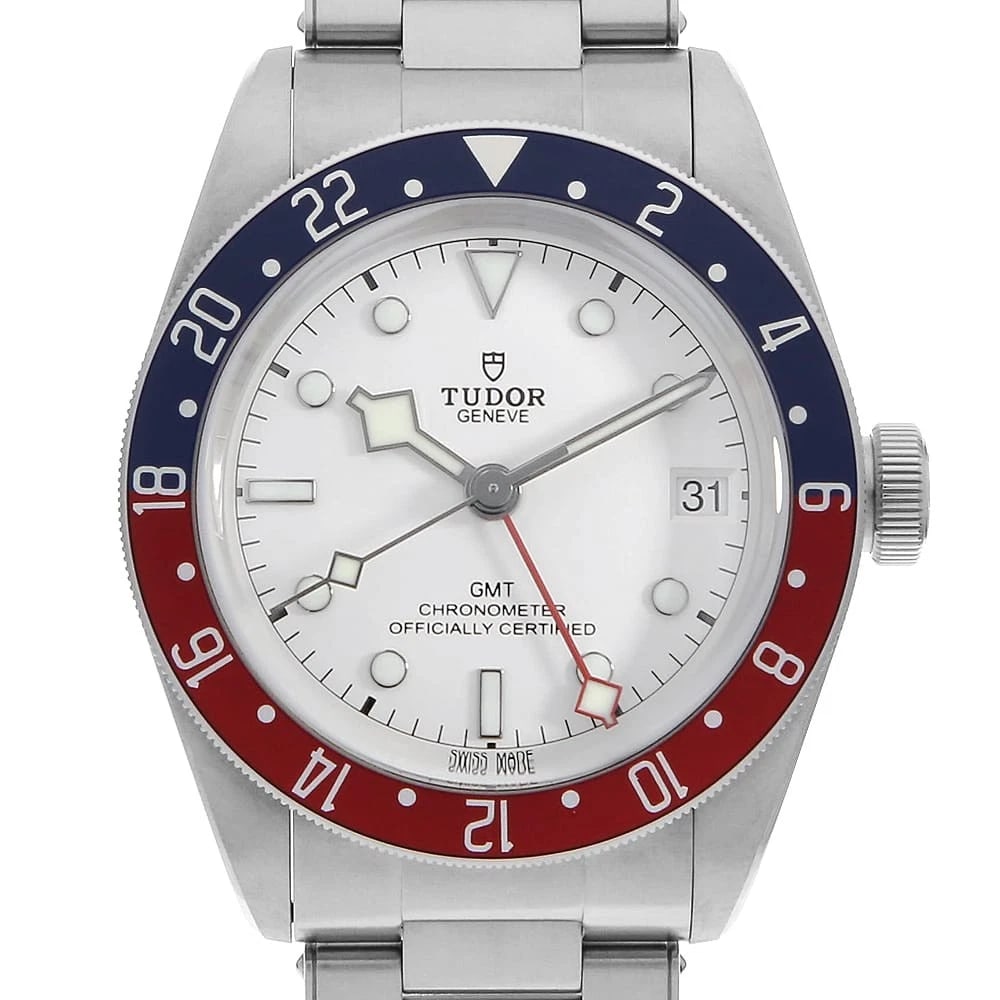 TUDOR HERITAGE BLACK BAY GMT WATCH: TUDOR Heritage Black Bay GMT Brand: TUDOR Type/Style: Wrist watch Material: Band Material Stainless Steel, Case Material Stainless Steel Color: Dial Color Opaline Size: Case Size Case:W41mm