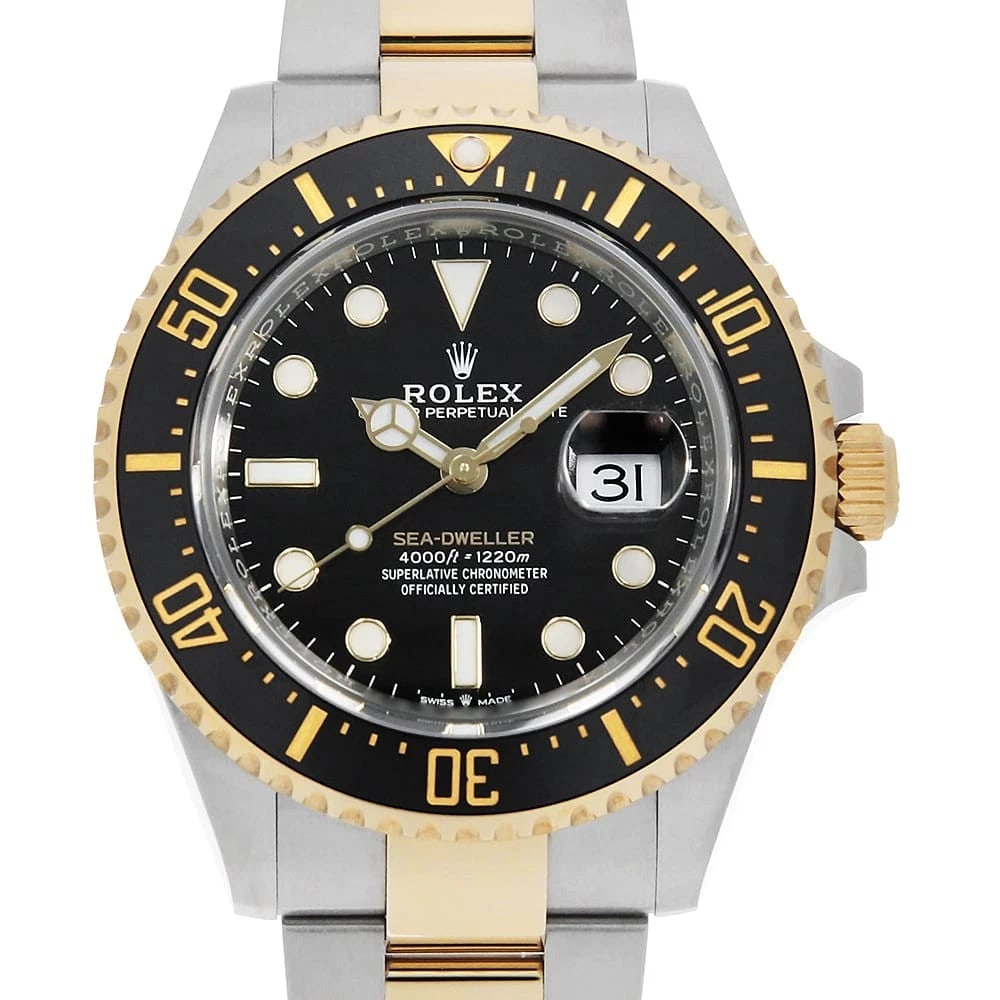 ROLEX SEA-DWELLER BLACK WATCH: ROLEX SEA-DWELLER black Brand: ROLEX Type/Style: Wrist watch Material: Band Material Stainless Steel/Yellow Gold, Case Material Stainless Steel/Yellow Gold Color: Dial Color Black Size: Case Size Case