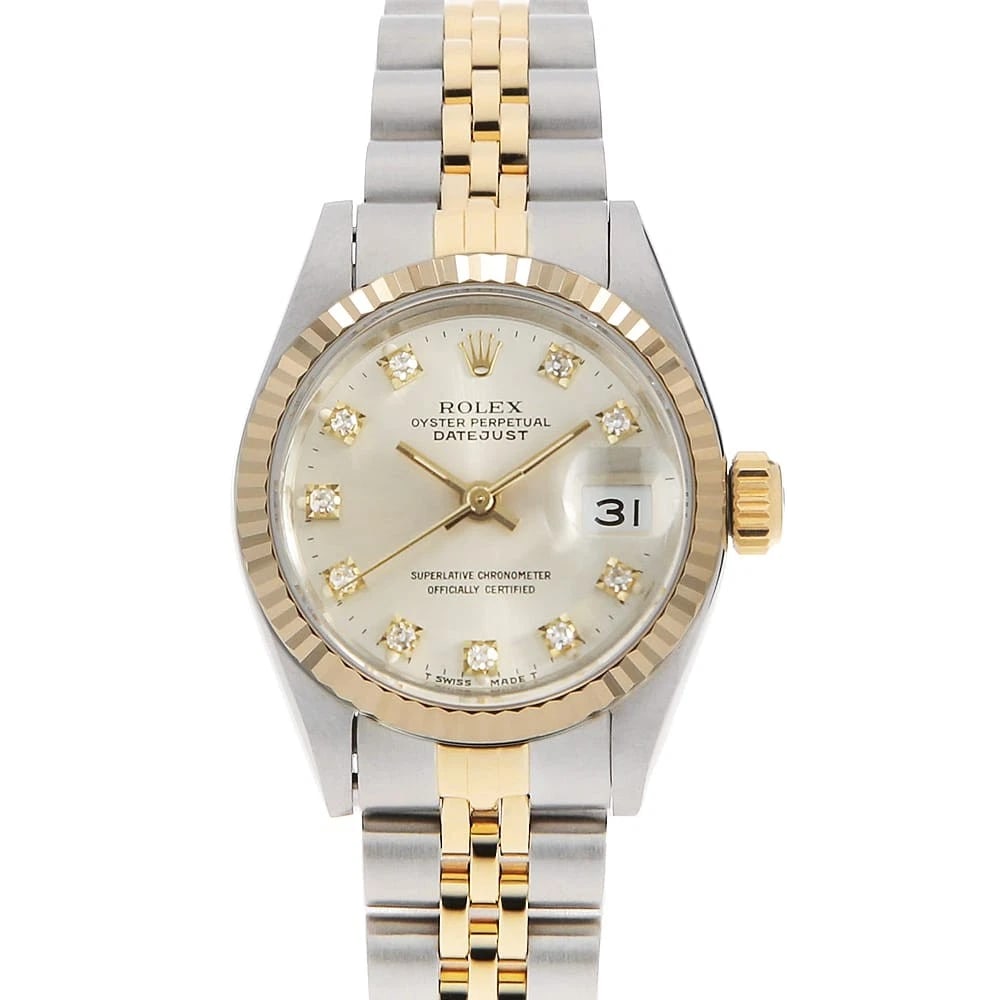 ROLEX DIAMOND SILVER WATCH: ROLEX Diamond Silver Brand: ROLEX Type/Style: Wrist watch Material: Band Material Stainless Steel/Yellow Gold, Case Material Stainless Steel/Yellow Gold Color: Dial Color Silver Size: Case Size Case:W