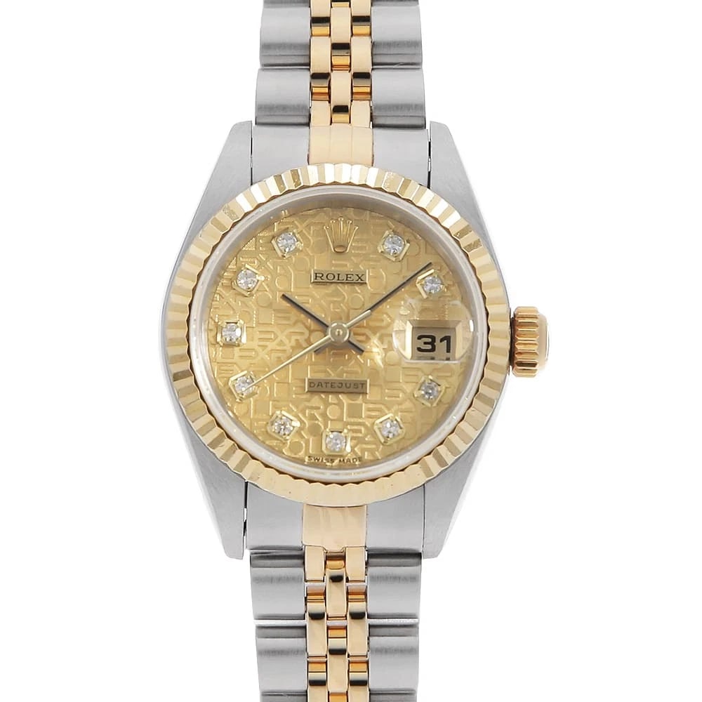ROLEX DIAMOND CHAMPAGNE CARVING COMPUTER WATCH: ROLEX Diamond Champagne Carving computer Brand: ROLEX Type/Style: Wrist watch Material: Band Material Stainless Steel/Yellow Gold, Case Material Stainless Steel/Yellow Gold Color: Dial Color Champagne