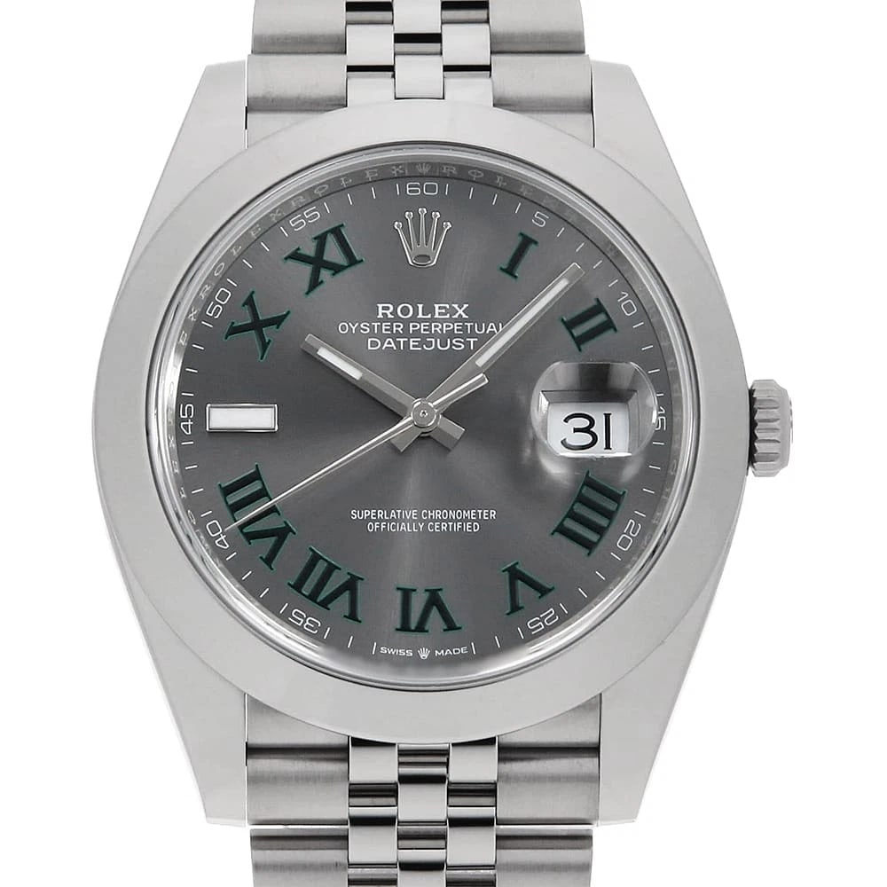 ROLEX SLATE GREEN ROMAN JUBILEE WATCH: ROLEX slate Green Roman Jubilee Brand: ROLEX Type/Style: Wrist watch Material: Band Material Stainless Steel, Case Material Stainless Steel Color: Dial Color Slate Size: Case Size Case:W41mm Circumfer