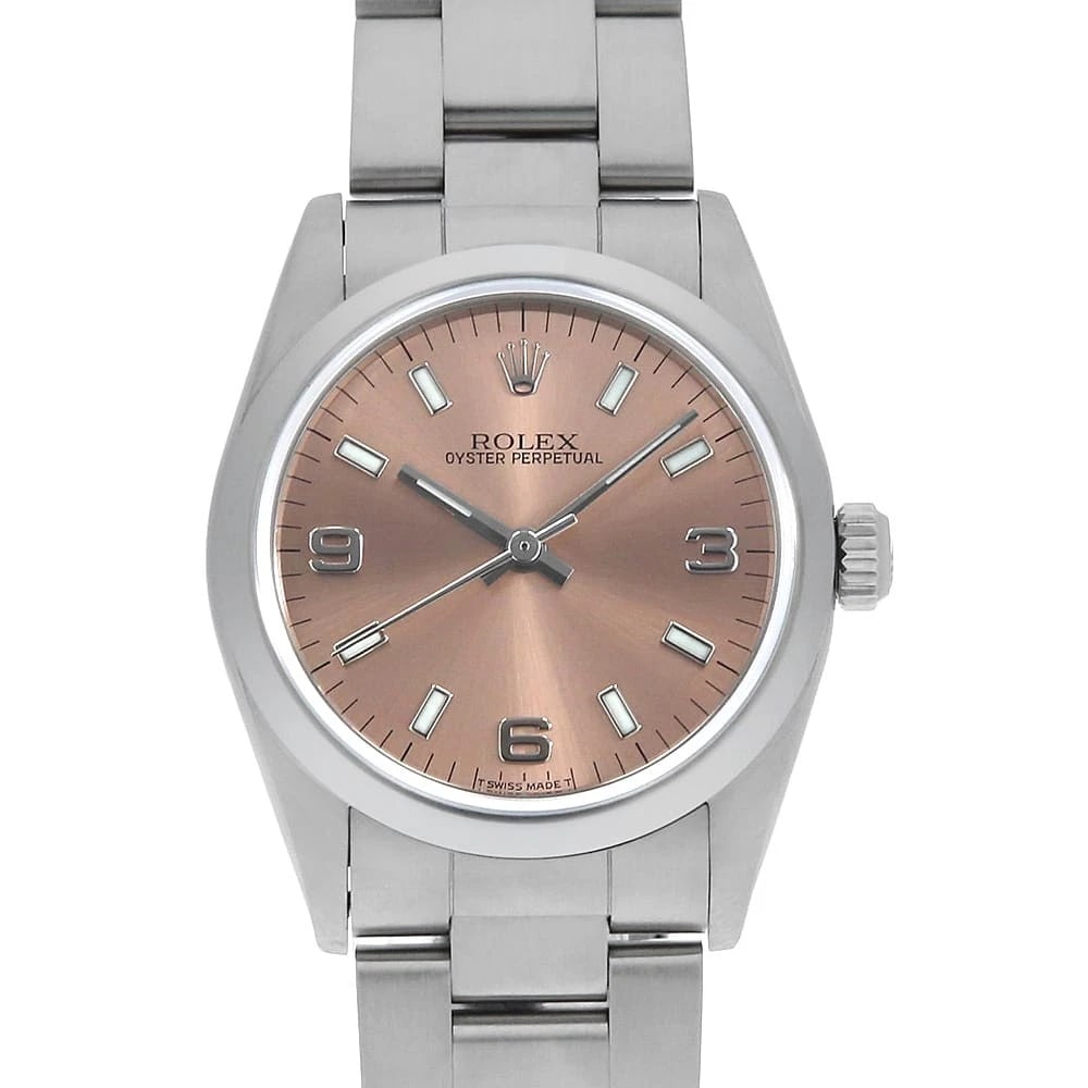 ROLEX OYSTER PERPETUAL PINK WHITE WATCH: ROLEX Oyster perpetual pink white Brand: ROLEX Type/Style: Wrist watch Material: Band Material Stainless Steel, Case Material Stainless Steel Color: Dial Color Pink Size: Case Size Case:W30mm Circumfe