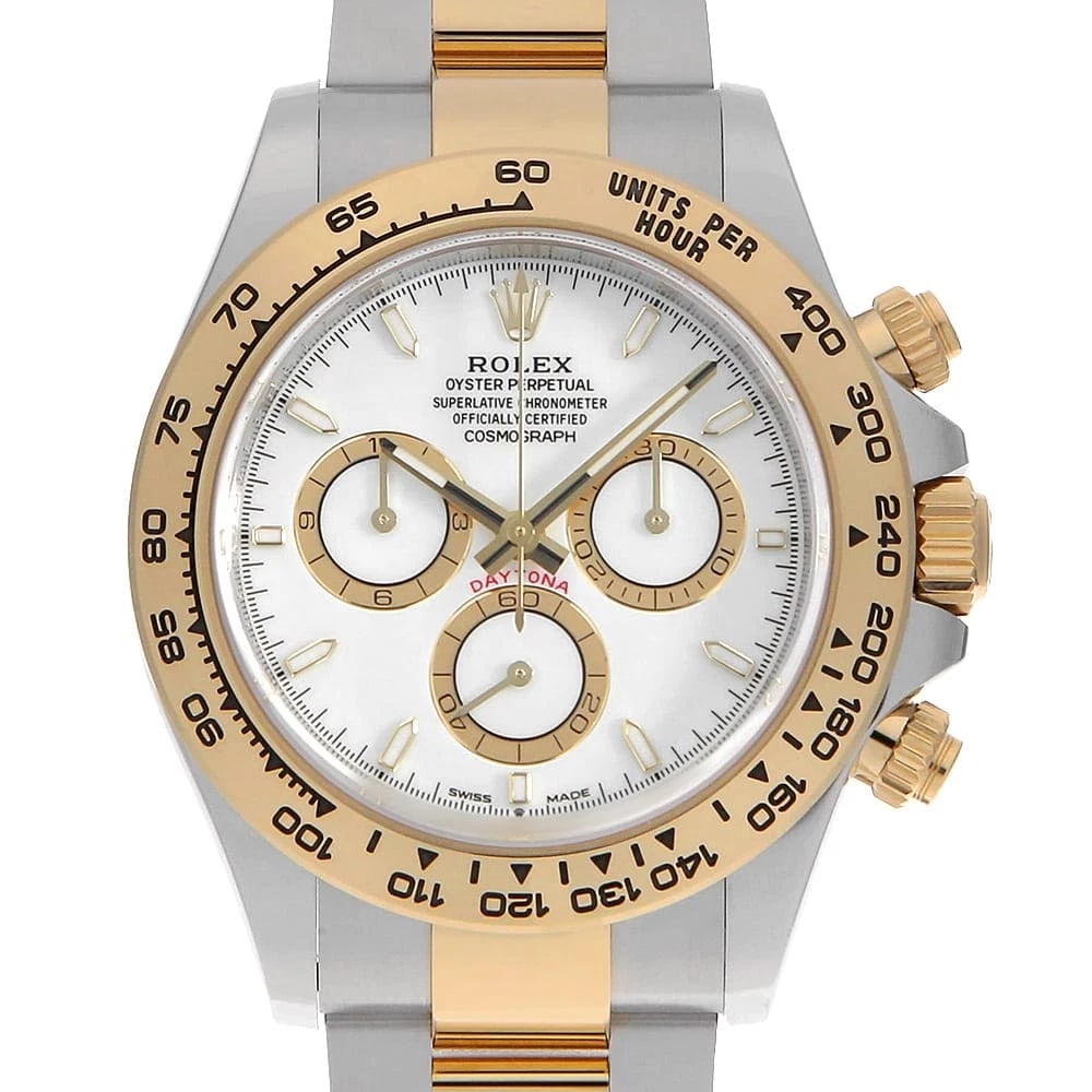 ROLEX COSMOGRAPH DAYTONA WHITE WATCH: ROLEX Cosmograph Daytona white Brand: ROLEX Type/Style: Wrist watch Material: Band Material Stainless Steel/Yellow Gold, Case Material Stainless Steel/Yellow Gold Color: Dial Color White Size: Case