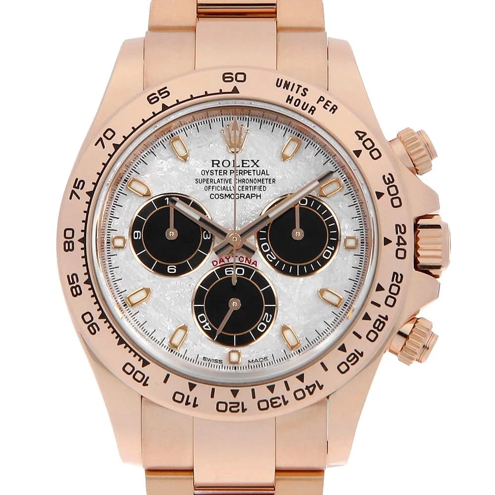 ROLEX COSMOGRAPH DAYTONA METEO METEOLITE X BLACK WATCH: ROLEX Cosmograph Daytona METEO Meteolite x black Brand: ROLEX Type/Style: Wrist watch Material: Band Material Everose Gold, Case Material Everrose gold Color: Dial Color Meteorite Size: Case Size