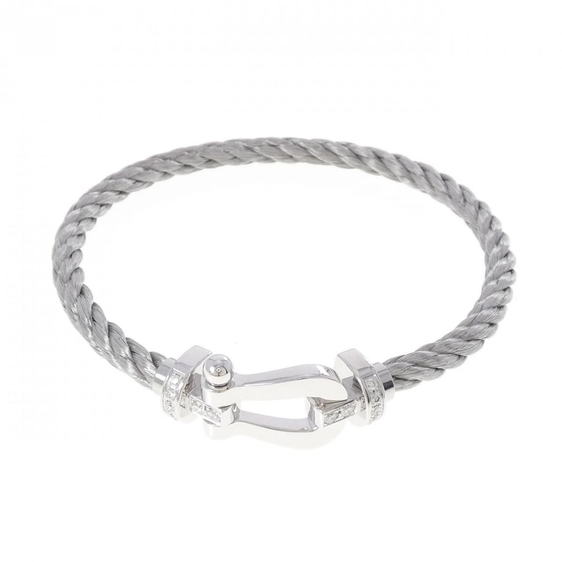 FRED FORCE 10 LM BRACELET: Fred Force 10 LM Bracelet Brand: FRED Type/Style: Fred Bracelet Material: 750 White Gold, Main Stone Natural Color: White Gold/Stainless Steel Size: Length 20cm Actual Size Max width approx: 13.4mm
