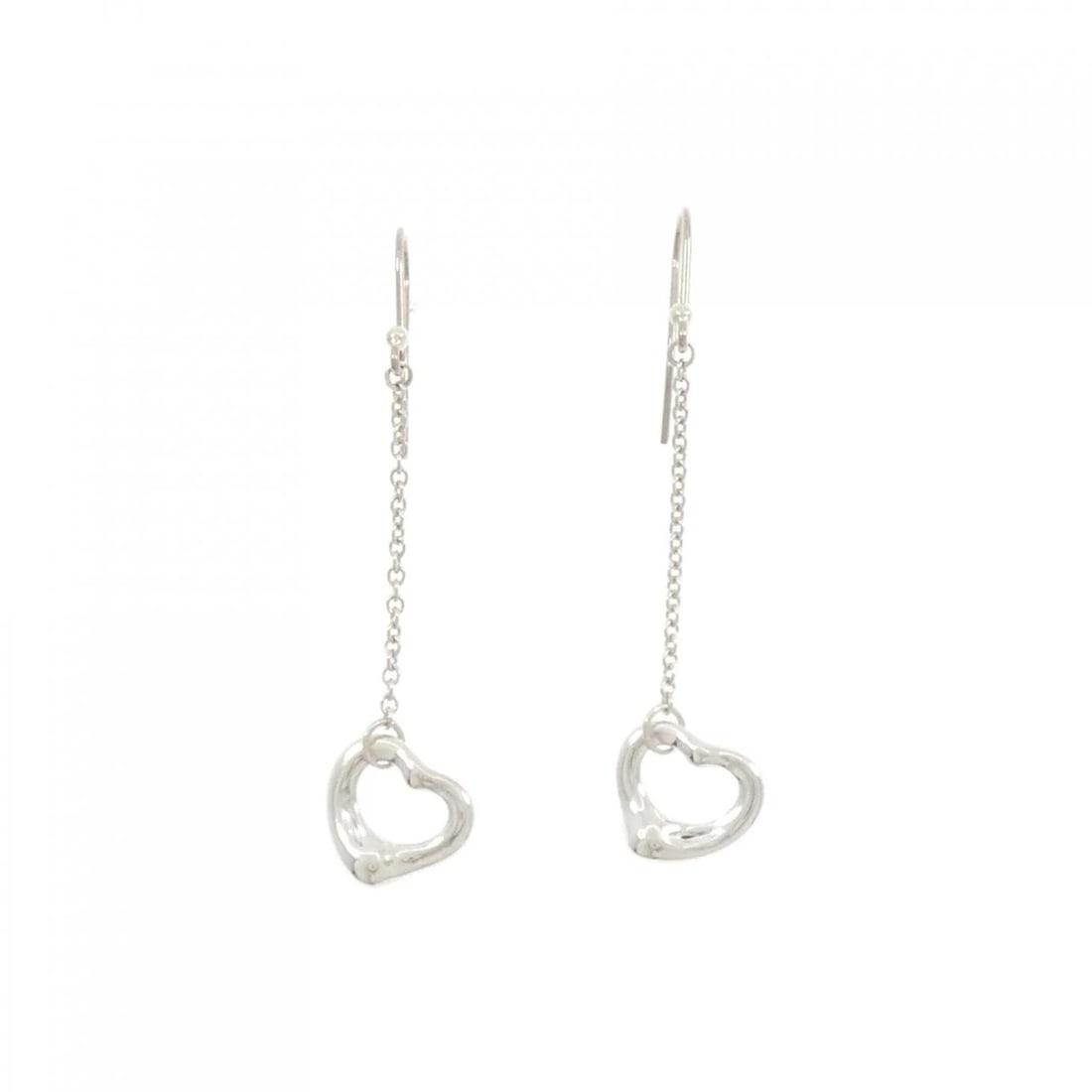 TIFFANY & CO. OPEN HEART DROP EARRINGS: TIFFANY & Co. Open Heart Drop Earrings Brand: TIFFANY&Co. Type/Style: Earrings Material: 925Silver, Color: Silver Size: Actual Size Approx. Length x width: 37.8mm x 10.7mm Accessories: None