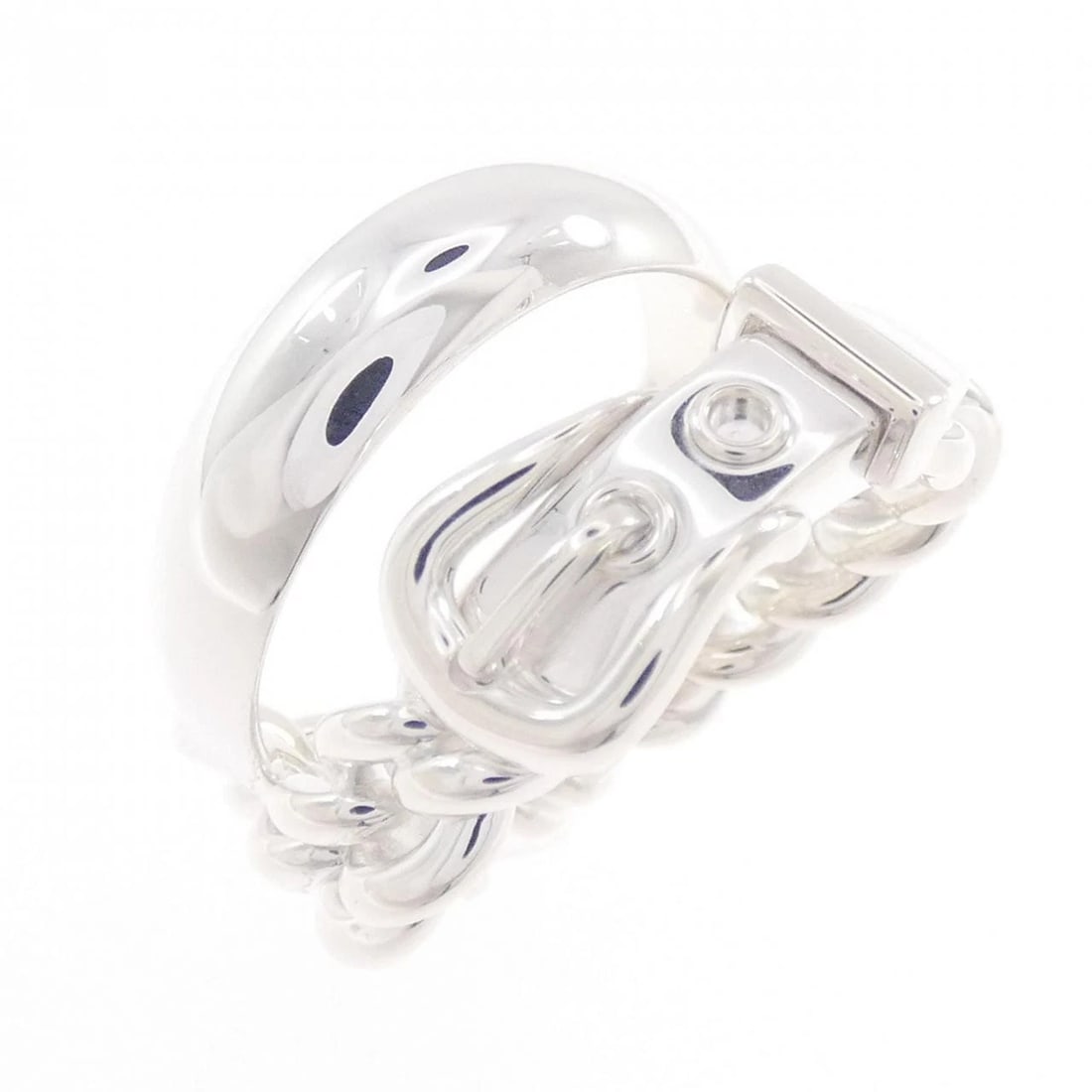 HERMES BOUCLES SELLIER INFLEXIBLE RING: Hermes Boucles Sellier Inflexible Ring Brand: HERMES Type/Style: Hermes Ring Material: 925Silver, Color: Silver Size: US 6 1/4 Accessories: None Accessories Notice: When purchasing pre-own