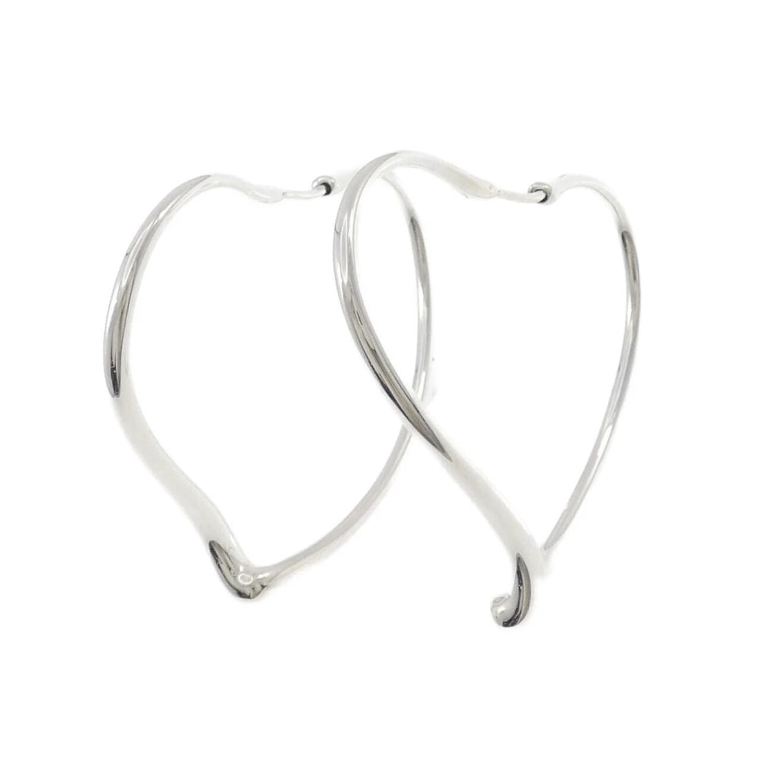TIFFANY & CO. OPEN HEART HOOP EARRINGS: TIFFANY & Co. Open Heart Hoop Earrings Brand: TIFFANY&Co. Type/Style: TIFFANY&Co. Pierce/Earring Material: 925Silver, Color: Silver Size: Actual Size Approximate dimensions (height x width): 41.6mm x