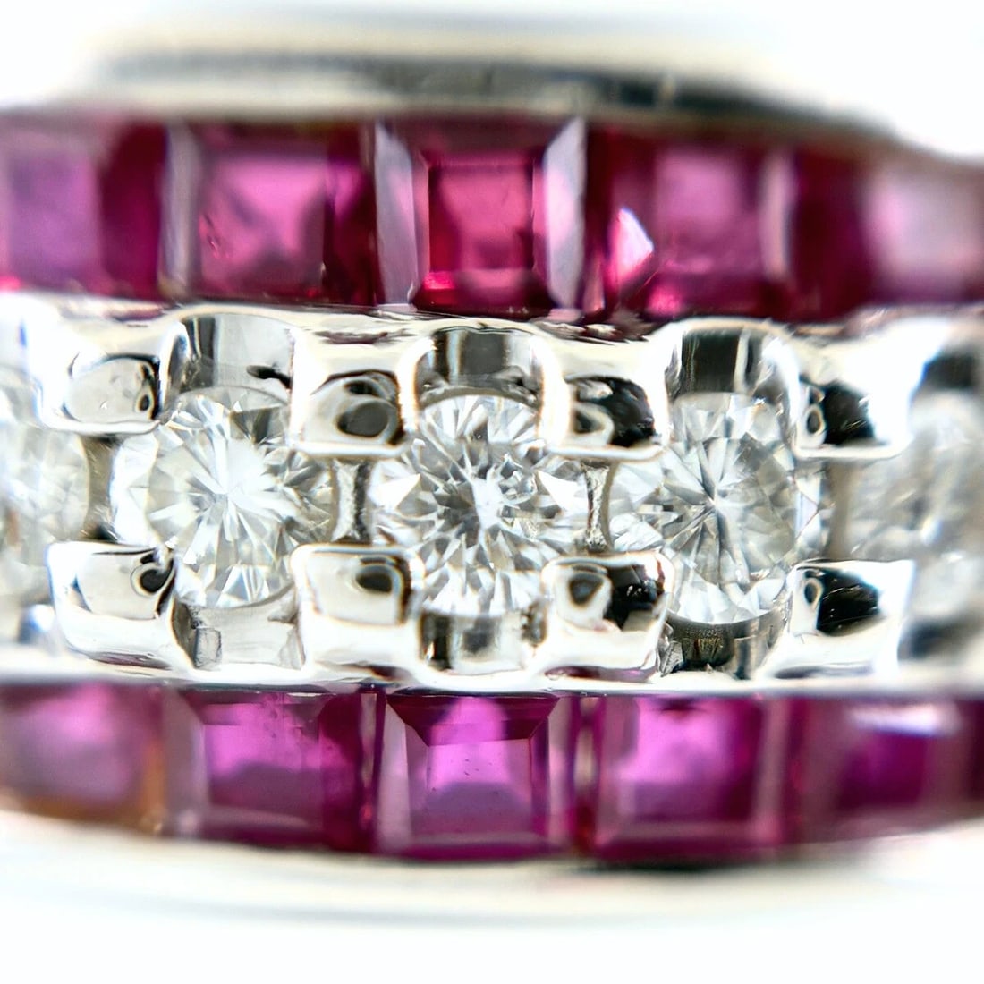 RUBY DESIGN RING PLATINUM RING MELEE DIAMOND - 2