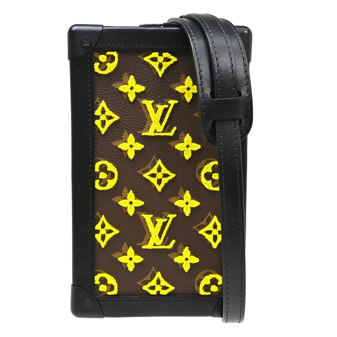 LOUIS VUITTON TUFTAGE VERTICAL SOFT TRUNK SHOULDER BAG: Louis Vuitton Tuftage Vertical Soft Trunk Shoulder Bag Brand: Louis Vuitton Type/Style: Crossbody Material: Monogram Tuftage Vertical Leather Color: Brown, Black Size: W 4.7 x H 7.9 x D 2.8 (Inch)