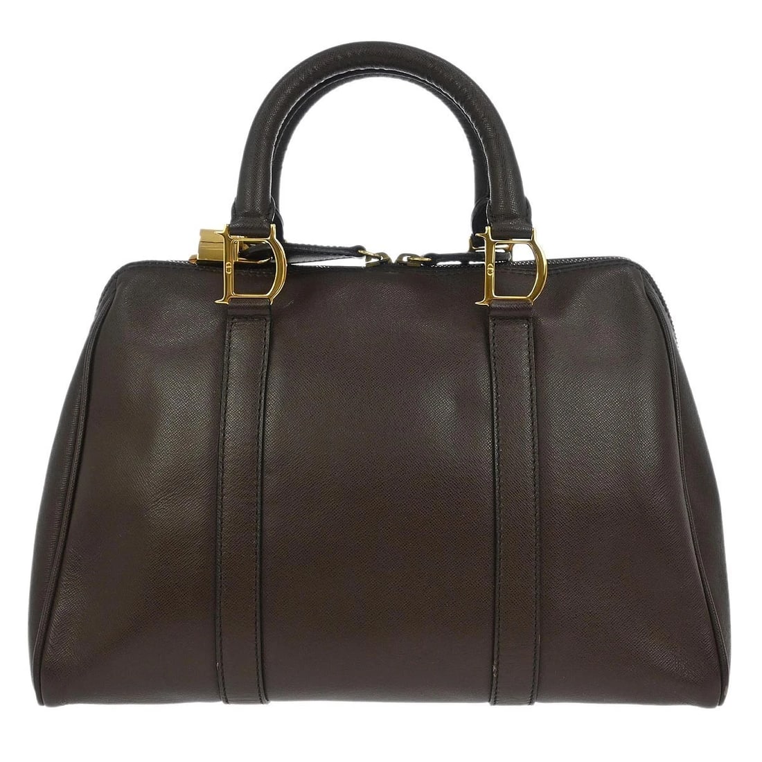 CHRISTIAN DIOR BROWN LEATHER DUFFLE HANDBAG: Christian Dior Brown Leather Duffle Handbag Brand: Dior Type/Style: Duffle Material: Leather Color: Brown Size: W 11.8 x H 8.3 x D 6.3 (Inch) Accessories: None Accessories Notice: When pur