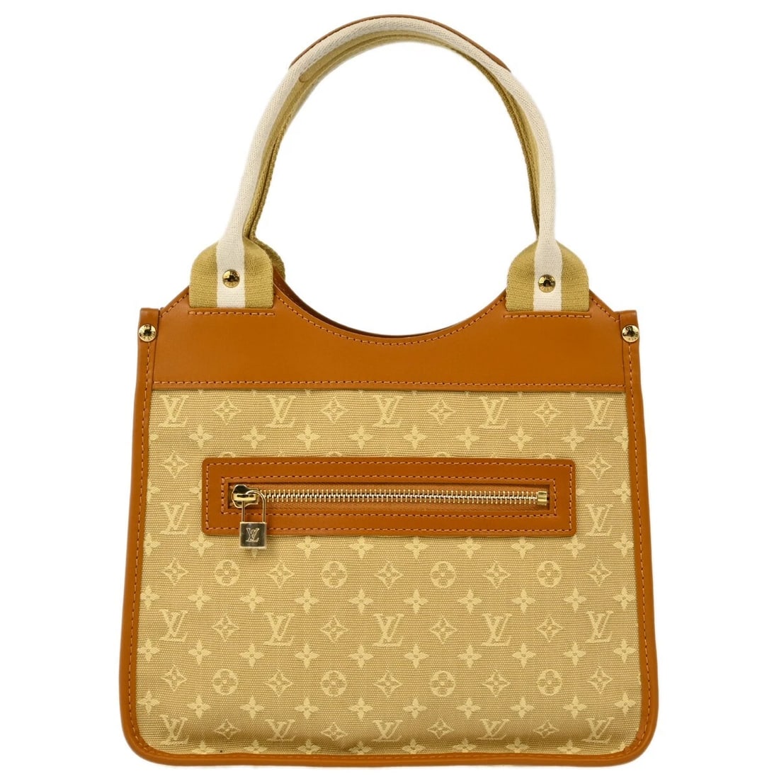 LOUIS VUITTON BEIGE MONOGRAM MINI SAC CATHERINE HANDBAG: Louis Vuitton Beige Monogram Mini Sac Catherine Handbag Brand: Louis Vuitton Type/Style: Tote Material: Monogram Mini Canvas, Leather Color: Beige, Brown, White Size: W 10.2 x H 8.7 x D 3.9 (Inch)