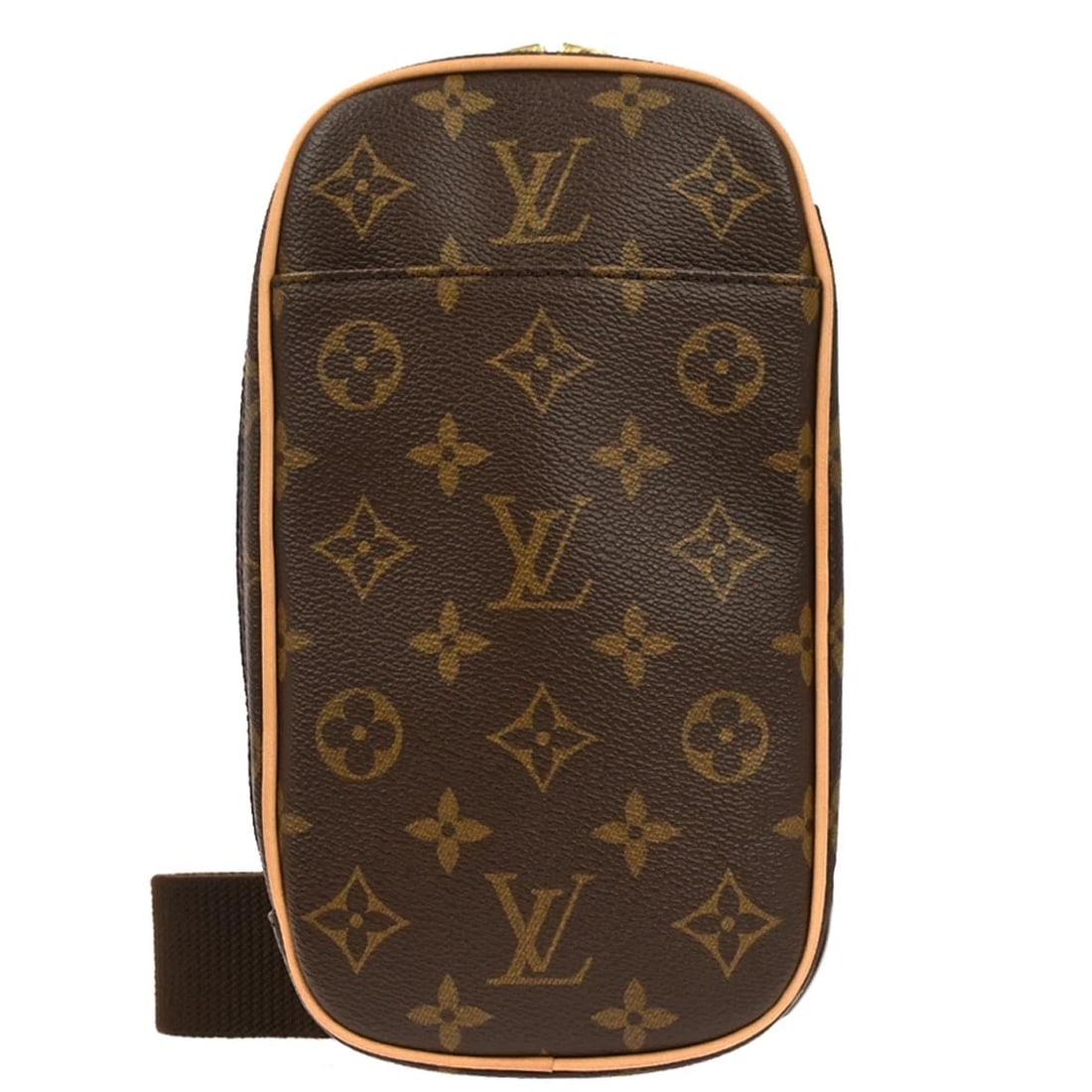 LOUIS VUITTON MONOGRAM POCHETTE GANGE BUM BAG: Louis Vuitton Monogram Pochette Gange Bum Bag Brand: Louis Vuitton Type/Style: Bum Bag Material: Monogram Canvas, Leather Color: Brown Size: W 4.7 x H 8.7 x D 1.8 (Inch) Accessories: None