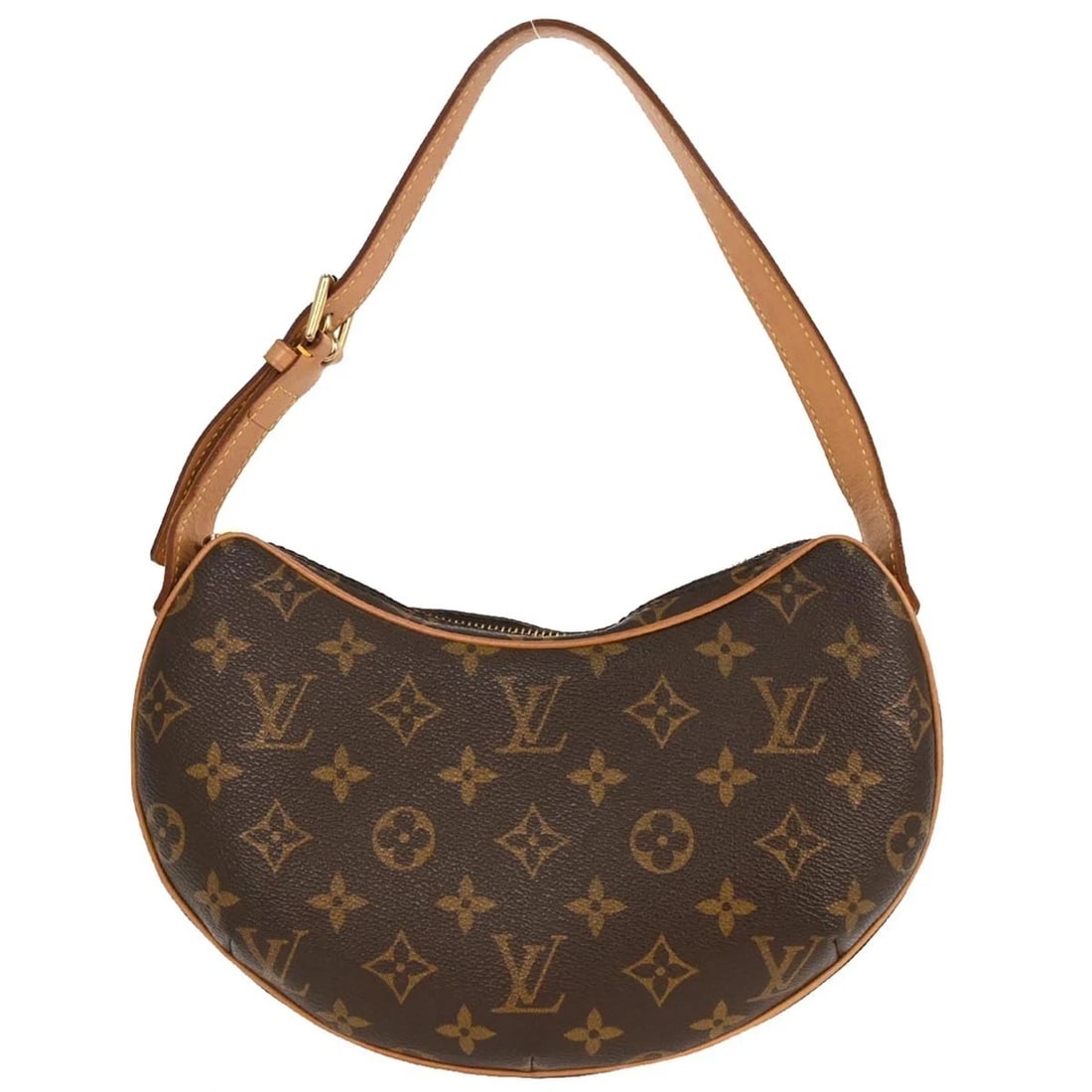 LOUIS VUITTON MONOGRAM CROISSANT PM HANDBAG: Louis Vuitton Monogram Croissant PM Handbag Brand: Louis Vuitton Type/Style: Hobo Bag Material: Monogram Canvas, Leather Color: Brown Size: W 10.6 x H 5.5 x D 2.8 (Inch) Accessories: None