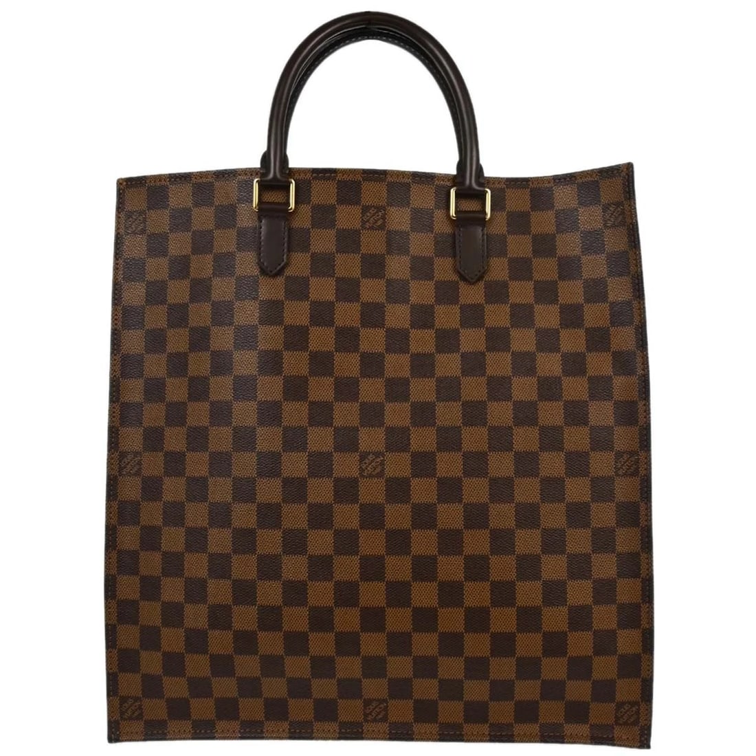 LOUIS VUITTON DAMIER SAC PLAT TOTE HANDBAG: Louis Vuitton Damier Sac Plat Tote Handbag Brand: Louis Vuitton Type/Style: Tote Material: Damier Canvas, Leather Color: Ebene * Brown Size: W 14.2 x H 15.0 x D 3.5 (Inch) Accessories: None