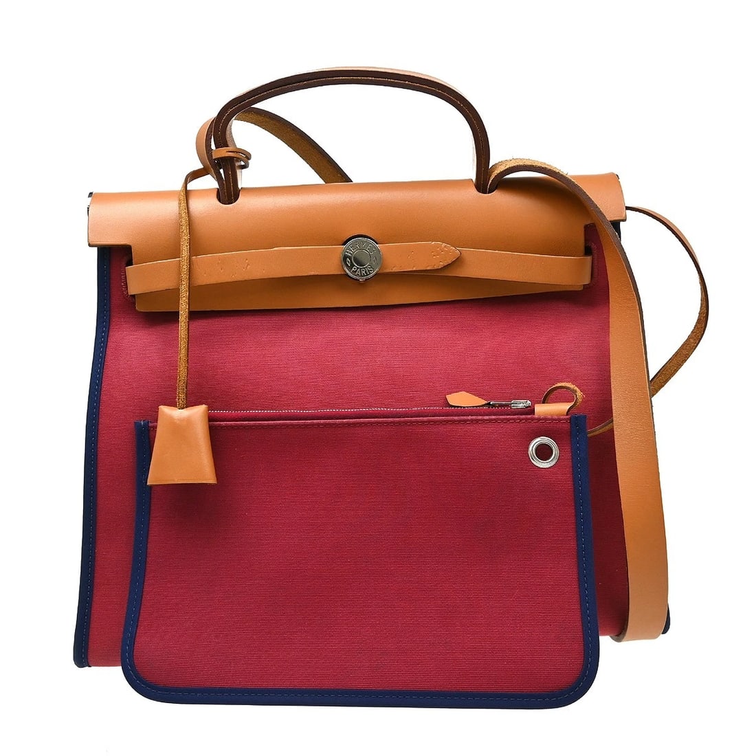 HERMES RED BLUE TOILE OFFICIER HERBAG ZIP 31 HANDBAG: Hermes Red Blue Toile Officier Herbag Zip 31 Handbag Brand: HERMES Type/Style: Hand Bag Material: Toile officier, Leather Color: Red, Blue, Brown Size: W 11.8 x H 9.4 x D 3.9 (Inch) Accessories: N