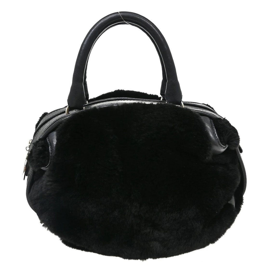 CHANEL BLACK LAPIN FUR HANDBAG (1 of 6)