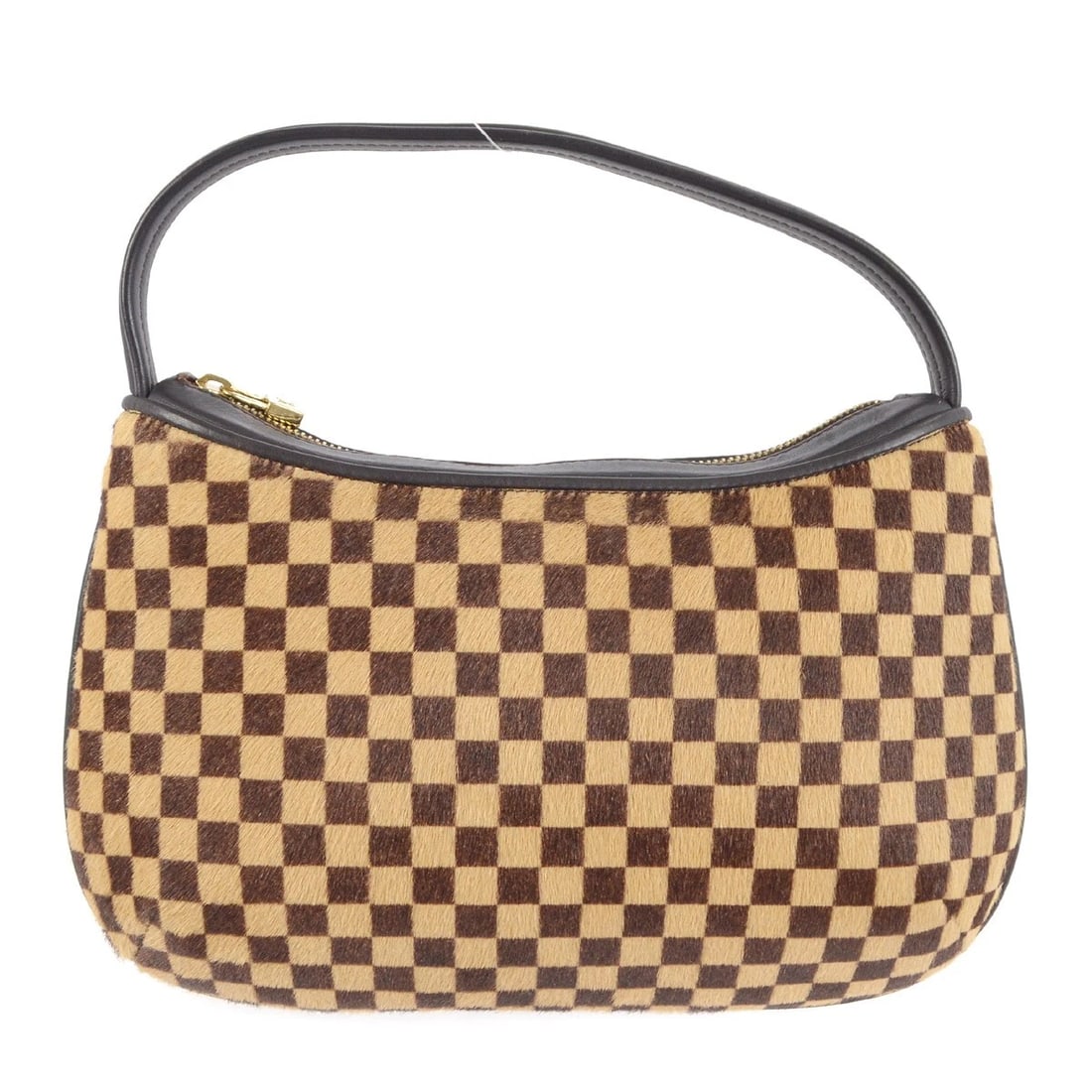 LOUIS VUITTON DAMIER SAUVAGE TIGER HANDBAG: Louis Vuitton Damier Sauvage Tiger Handbag Brand: Louis Vuitton Type/Style: Top Handle Bag Material: Pony Hair, Leather Color: Brown, Beige Size: W 9.4 x H 5.9 x D 2.4 (Inch) Accessories: None