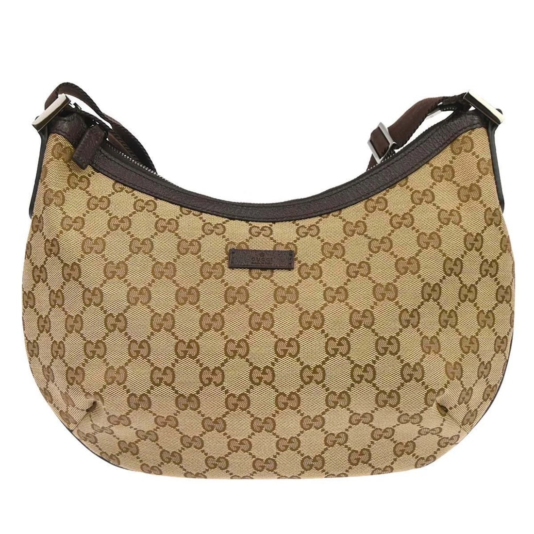 GUCCI BROWN BEIGE CANVAS GG SHOULDER BAG: Gucci Brown Beige Canvas GG Shoulder Bag Brand: Gucci Type/Style: Shoulder Bag Material: Canvas, Leather Color: Brown, Beige Size: W 13.0 x H 8.7 x D 1.6 (Inch) Accessories: None Accessori