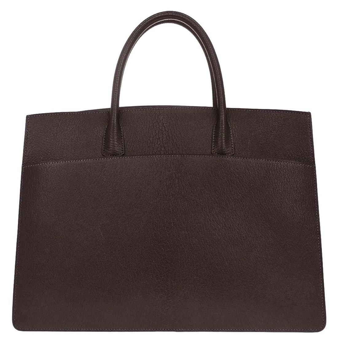HERMES CHOCOLAT CHEVRE COROMANDEL WHITE BUS GM TOTE BAG (1 of 7)