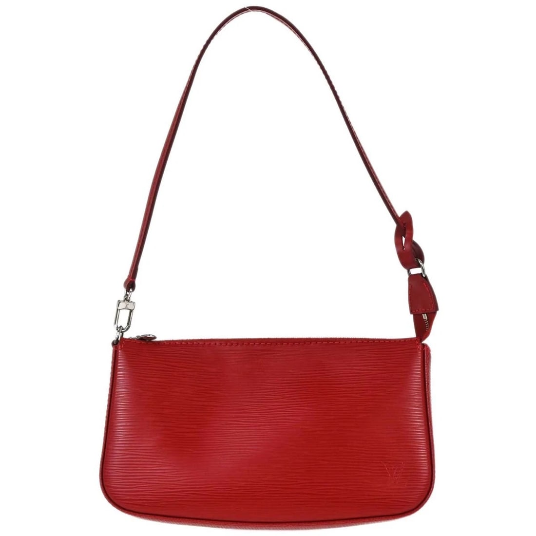 LOUIS VUITTON RED EPI POCHETTE ACCESSOIRES NM HANDBAG: Louis Vuitton Red Epi Pochette Accessoires NM Handbag Brand: Louis Vuitton Type/Style: Top Handle Bag Material: Epi leather Color: Carmine * Red Size: W 9.1 x H 5.1 x D 1.6 (Inch) Accessories: Non