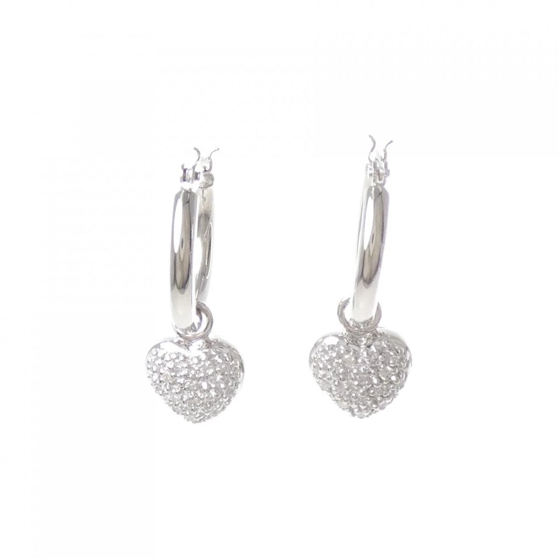 PT900/K18WG 2-WAY HEART PAVE DIAMOND PIERCE: PT900/K18WG 2-Way Heart Pave Diamond Pierce Brand: Unbranded Type/Style: Diamond Pierce/Earring Material: Platinum 900 / K18 white gold, Main Stone Natural Color: White Gold Platinum Size: Approx.