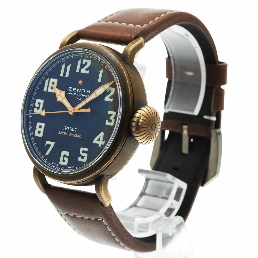 ZENITH PILOT TYPE EXTRA SPECIAL AUTOMATIC BLACK DIAL WATCH - 2