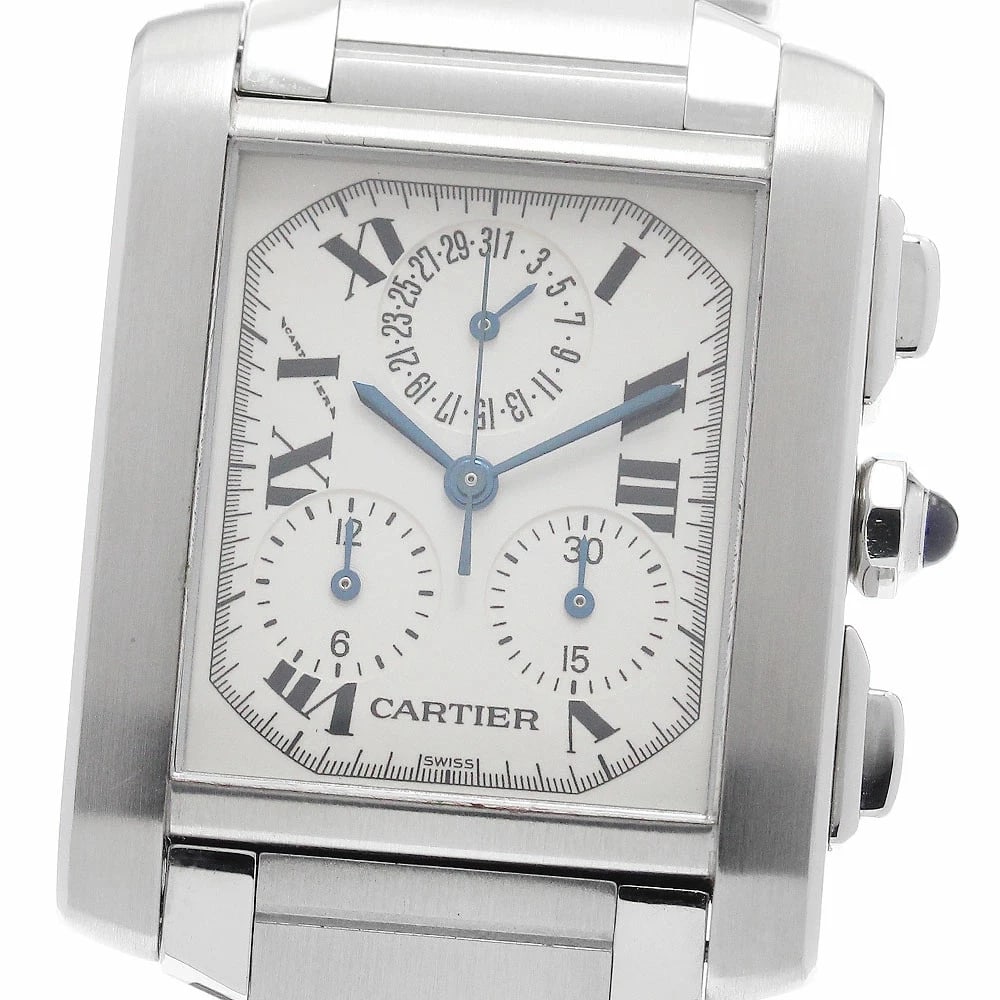 CARTIER TANK FRANCAISE CHRONOREFLEX PERPETUAL CALENDAR QUARTZ WATCH: Cartier Tank Francaise Chronoreflex Perpetual Calendar Quartz Watch Brand: CARTIER Type/Style: Wristwatch Material: Stainless Steel Color: white dial Size: Case size: 28mm Wrist size: Approx. 17cm