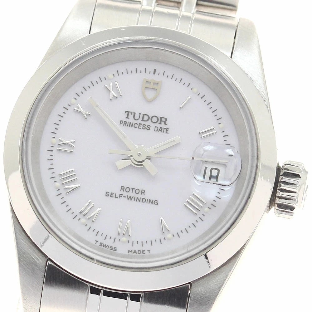 TUDOR PRINCESS CAL AUTOMATIC WHITE STAINLESS STEEL LADIES WATCH: Tudor Princess Cal Automatic White Stainless Steel Ladies Watch Brand: TUDOR Type/Style: Wristwatch Material: Stainless Steel Color: White dial Size: Case size: 25mm Wrist size: Approx. 16cm Acces