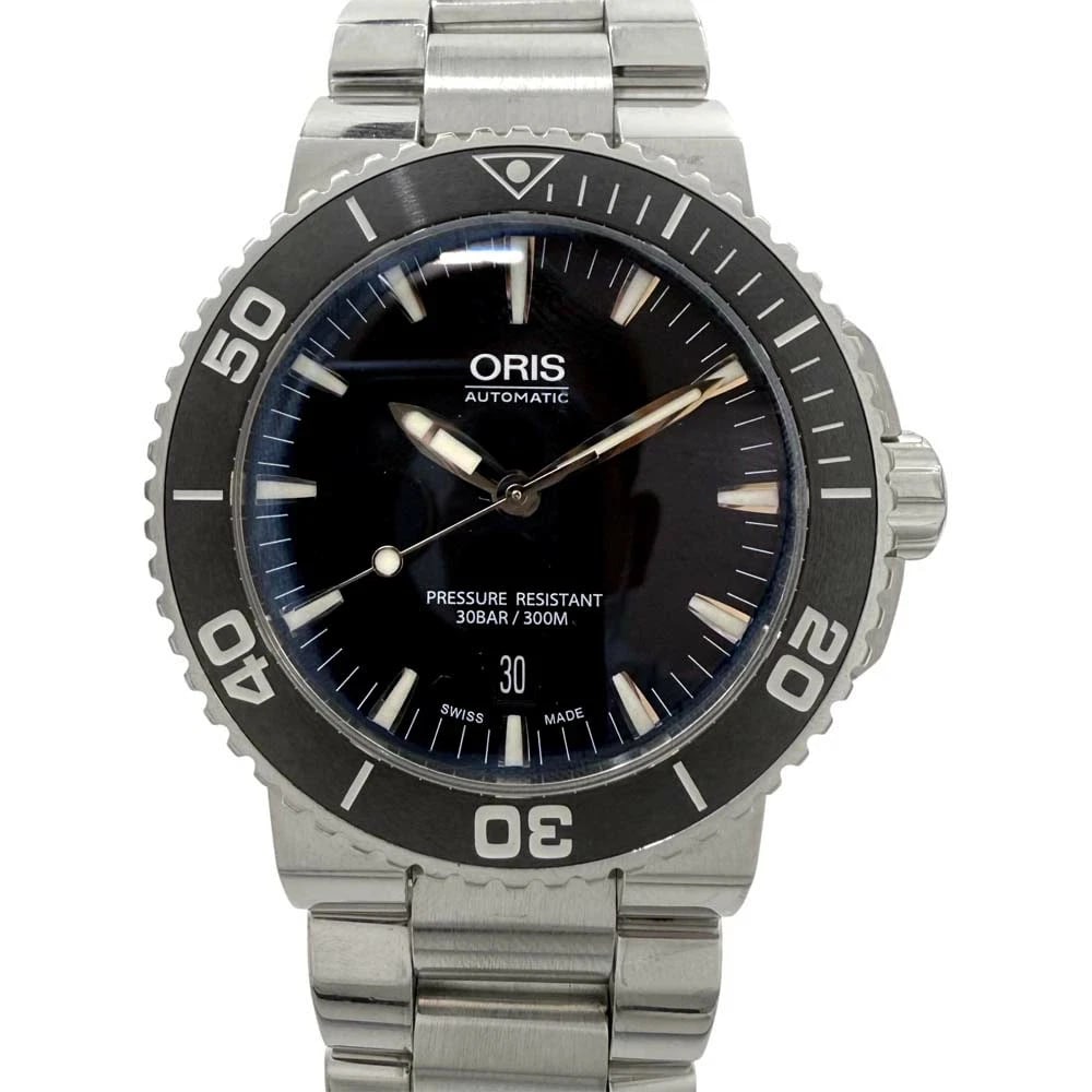 ORIS AQUIS AUTOMATIC BLACK DIAL WATCH: Oris Aquis Automatic Black Dial Watch Brand: ORIS Type/Style: Wristwatch Material: Stainless Steel Color: Black dial Size: Case size: 42mm Wrist size: 21.5cm Accessories: None Accessories Notice: