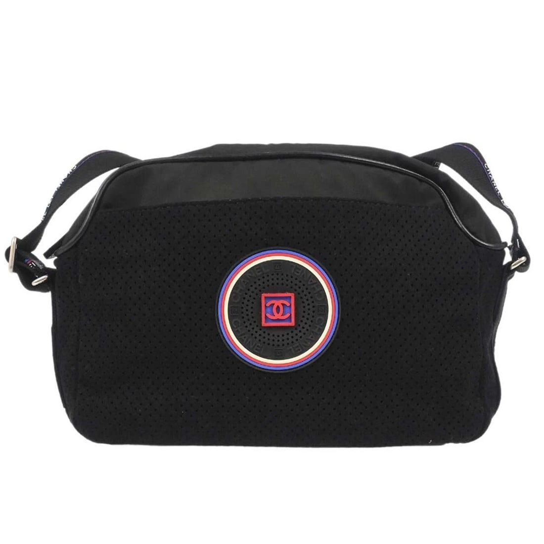 CHANEL BLACK SUEDE SPORT LINE SHOULDER BAG: Chanel Black Suede Sport Line Shoulder Bag Brand: CHANEL Type/Style: Shoulder Bag Material: Suede, Nylon, Canvas, Rubber, Leather Color: Black Size: W 9.4 x H 6.7 x D 3.5 (Inch) Accessories: None