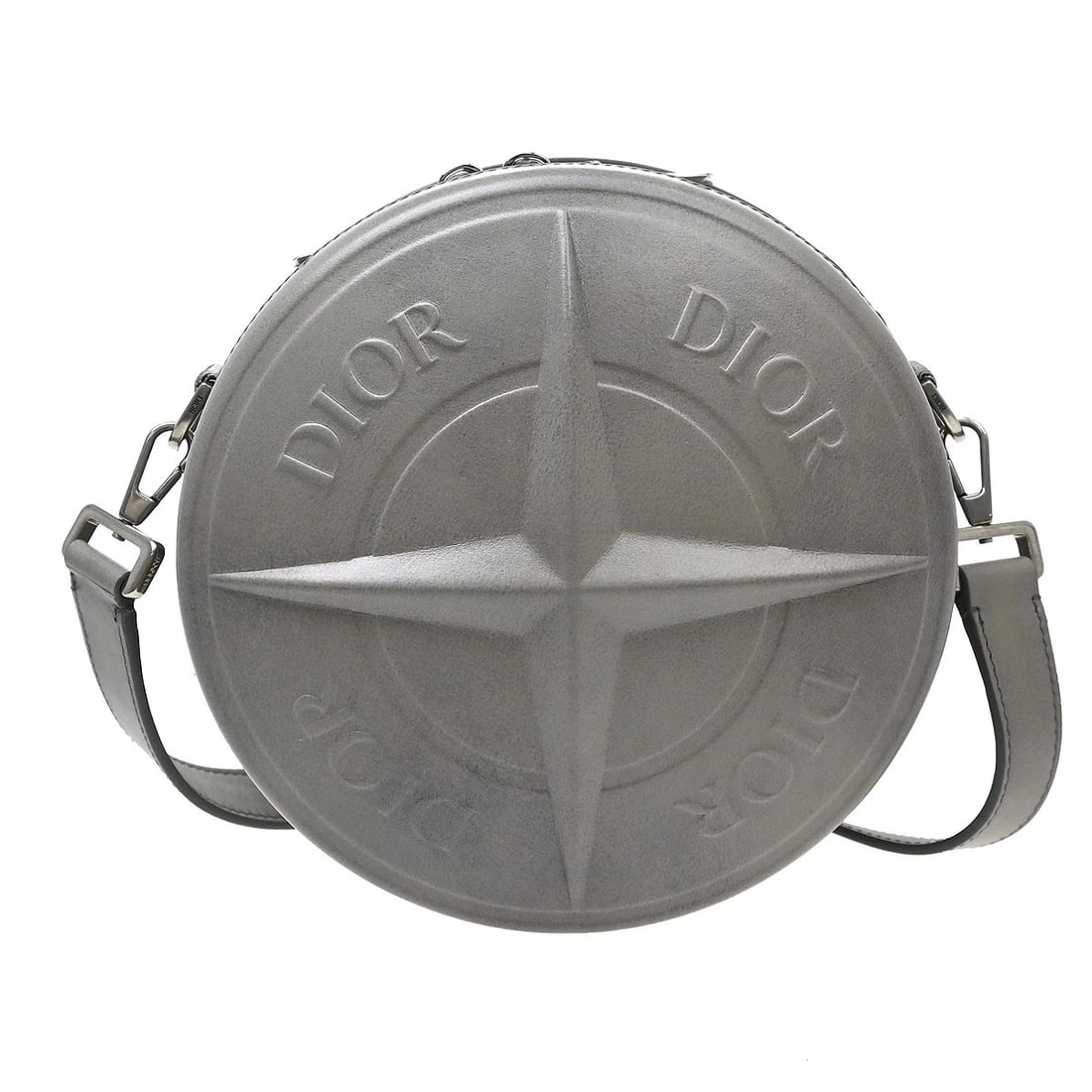 DIOR X STONE ISLAND GRAY CAPSULE SHOULDER BAG: Dior x Stone Island Gray Capsule Shoulder Bag Brand: Dior Type/Style: Shoulder Bag Material: Calf skin Color: Gray Size: W 7.5 x H 7.5 x D 2.4 (Inch) Accessories: None Accessories Notice: