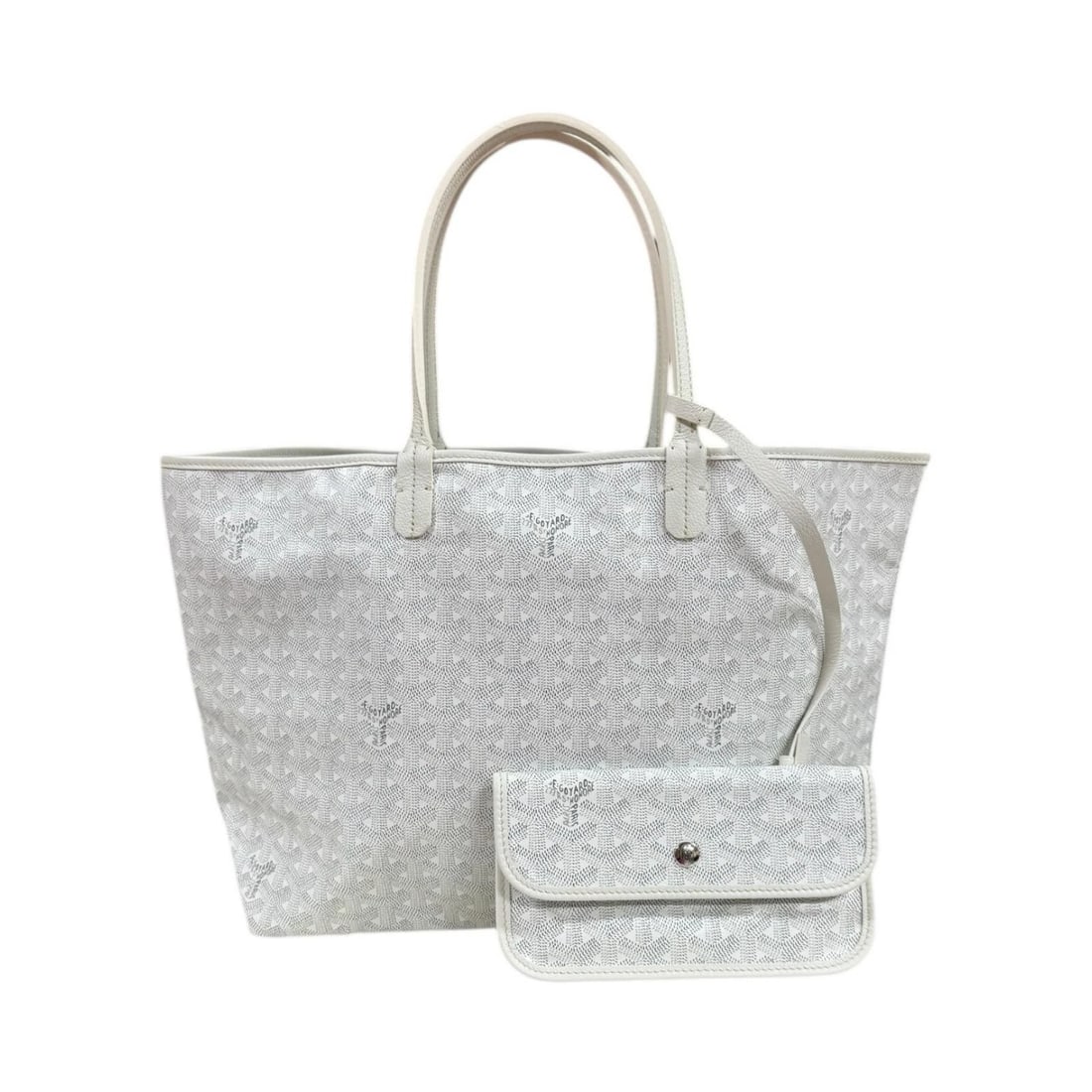 GOYARD TOTE BAG PVC COATED CANVAS: GOYARD Tote Bag PVC coated canvas Brand: GOYARD Type/Style: Tote Bag Material: Exterior Material PVC coated canvas Color: Exterior Color white Size: W13.0 x H10.6 x D5.5inch Handle:16.5inch Access