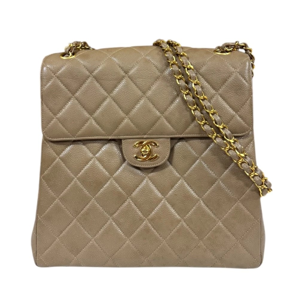 CHANEL SHOULDER BAG CAVIARSKIN: CHANEL Shoulder Bag Caviarskin Brand: CHANEL Type/Style: Shoulder Bag Material: Exterior Material Caviarskin Color: Exterior Color beige Size: W10.6 x H10.2 x D4.3inch Accessories: None Ac