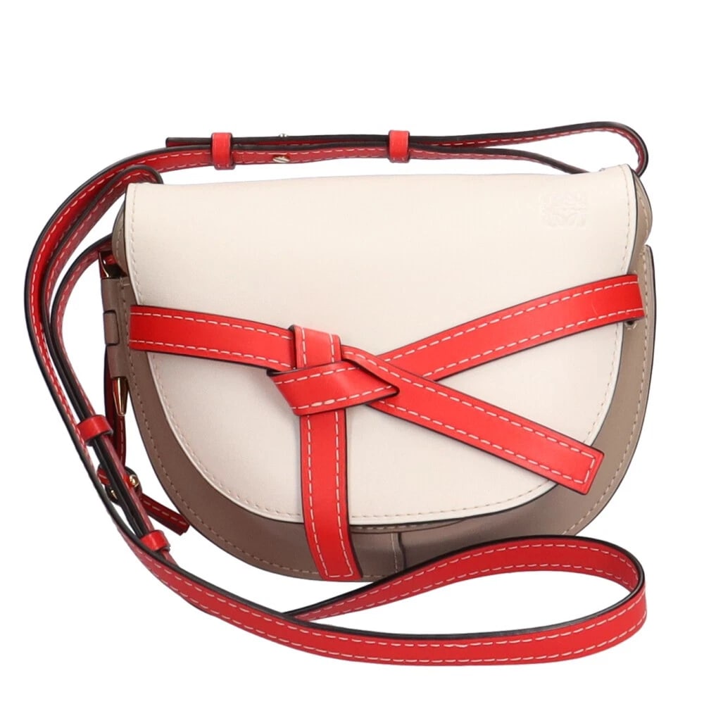 LOEWE SMALL SHOULDER BAG LEATHER: LOEWE Small Shoulder Bag leather Brand: LOEWE Type/Style: Shoulder Bag Material: Exterior Material leather Color: Exterior Color white / white x Red Size: W9.3 x H7.3 x D4.7inch Accessories: None