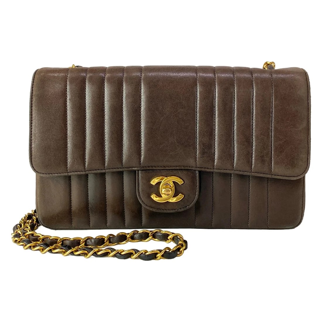 CHANEL BLACK LAMBSKIN SHOULDER BAG GOLD HARDWARE (1 of 7)