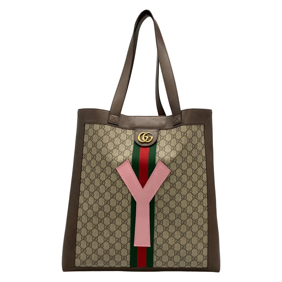 GUCCI OPHIDIA DARK BROWN BEIGE MULTI PVC LEATHER TOTE BAG (1 of 9)