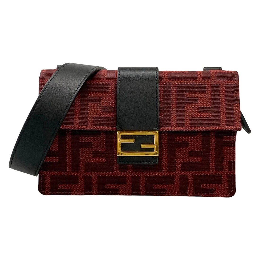 FENDI BAGUETTE SLIM, ZUCCA PATTERN RED BORDEAUX: FENDI Baguette Slim, Zucca Pattern Red Bordeaux Brand: FENDI Type/Style: Shoulder Bag Material: Exterior Material Jacquard, Leather Color: Exterior Color Red, Bordeaux, Black Size: Height : 4.33 inch 