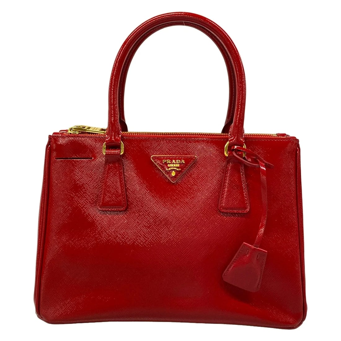 PRADA -GALERIA SMALL BAG RED SAFFIANO VERNIS HANDBAG (1 of 9)