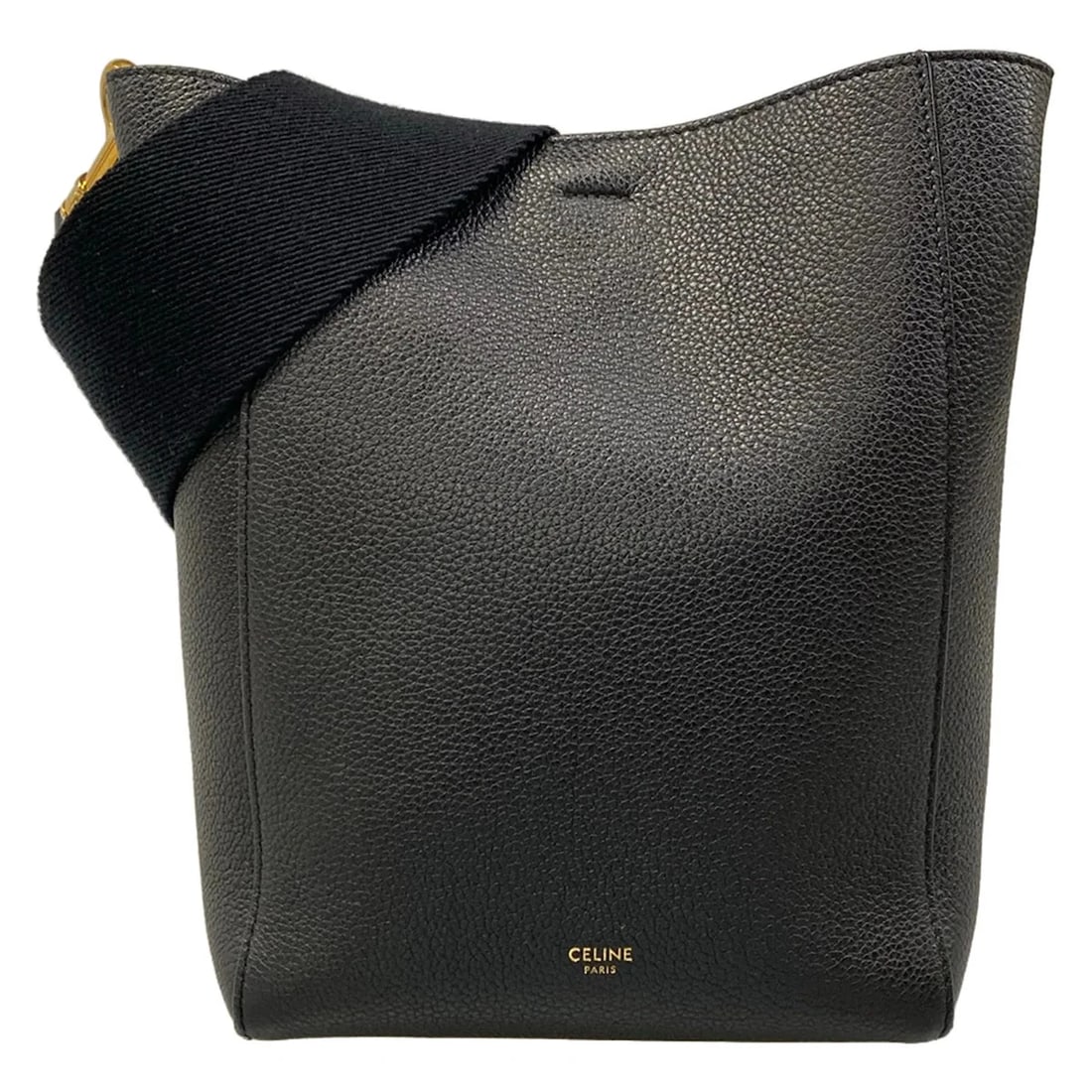 CELINE BLACK SOFT GRAINED CALFSKIN SHOULDER BAG: CELINE Black Soft grained calfskin Shoulder Bag Brand: CELINE Type/Style: Shoulder Bag Material: Exterior Material Soft grained calfskin Color: Exterior Color Black Size: Height : 9.65 inch (24.5 cm) 