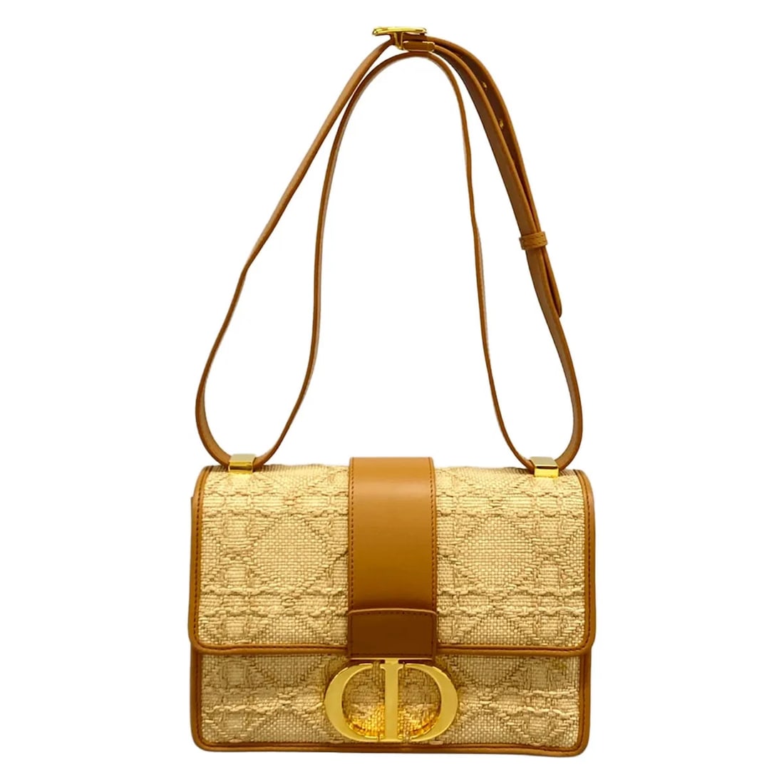 DIOR/CHRISTIANDIOR 30 MONTAIGNE FLAP BAG: DIOR/ChristianDior 30 Montaigne Flap Bag Brand: DIOR/ChristianDior Type/Style: Shoulder Bag Material: Exterior Material Raffia, Leather Color: Exterior Color Beige, Brown Size: Height : 6.69 inch (17 